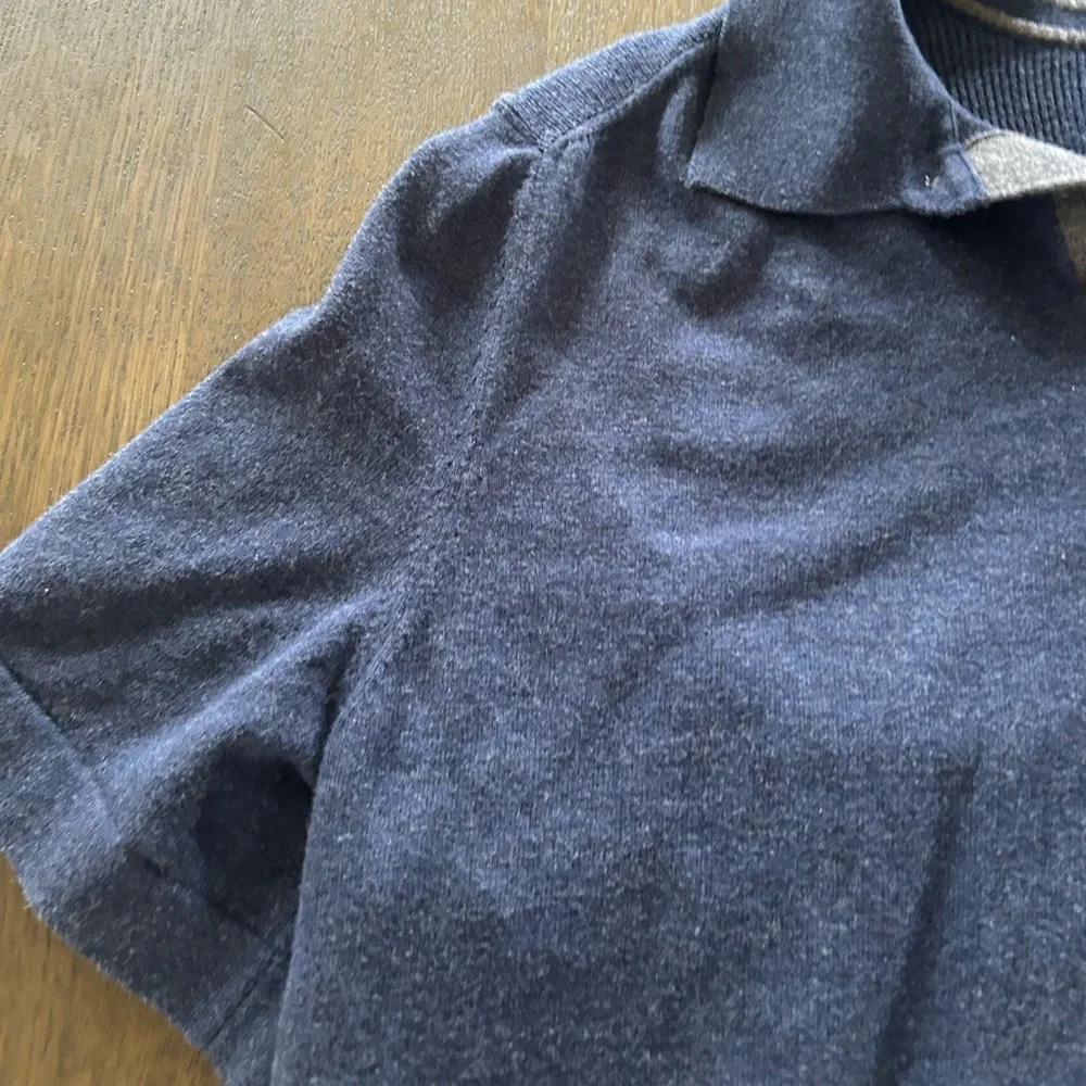 Banana republic blue sweater material polo cotton nylon silk